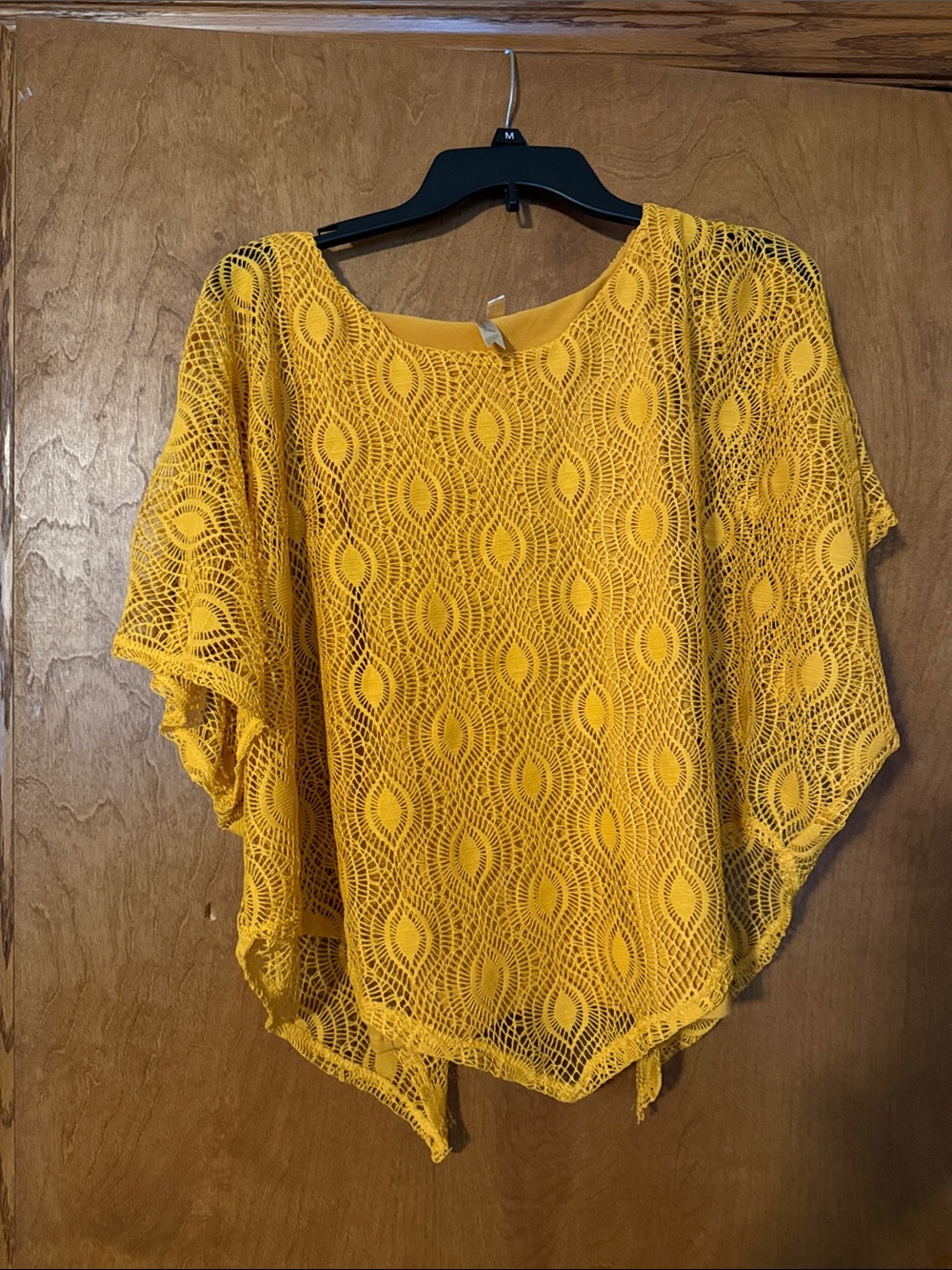 Chenault Mustard Yellow Crochet Overlay Top